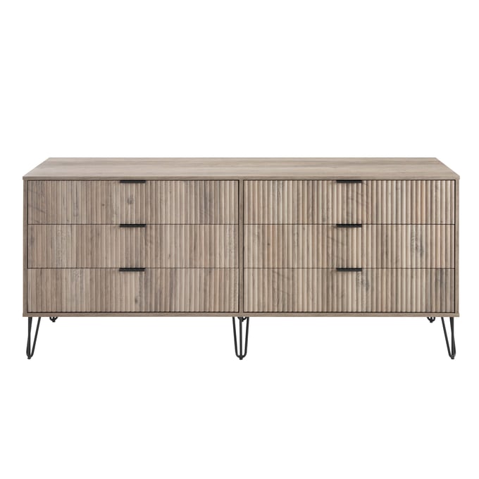 Manhattan Comfort DUMBO Rustic Grey 6-Drawer Double Low Dresser MHC-DR003-GY