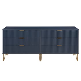 Manhattan Comfort DUMBO Midnight Blue 6-Drawer Double Low Dresser