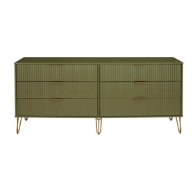 Manhattan Comfort DUMBO Olive Green 6-Drawer Double Low Dresser