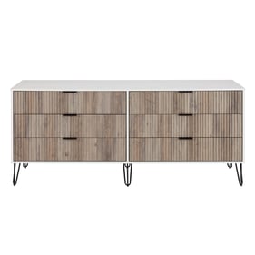 Manhattan Comfort DUMBO White and Grey 6-Drawer Double Low Dresser