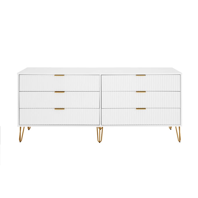 Manhattan Comfort DUMBO White 6-Drawer Double Low Dresser MHC-DR003-WH