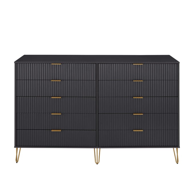 Manhattan Comfort DUMBO Black 10-Drawer Double Tall Dresser MHC-DR004-BK