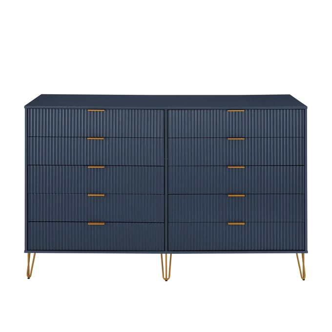 Manhattan Comfort DUMBO Midnight Blue 10-Drawer Double Tall Dresser MHC-DR004-MB