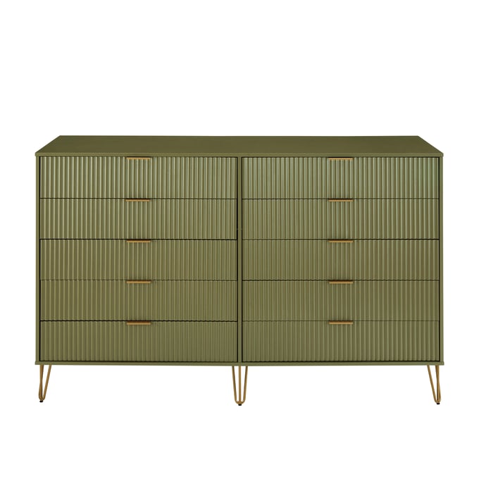 Manhattan Comfort DUMBO Olive Green 10-Drawer Double Tall Dresser MHC-DR004-OG