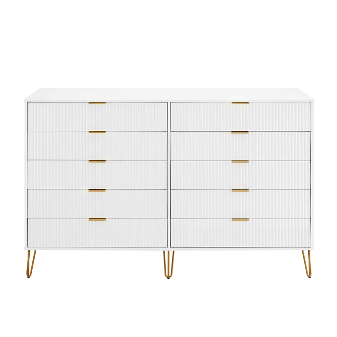 Manhattan Comfort DUMBO White 10-Drawer Double Tall Dresser MHC-DR004-WH