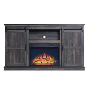 Manhattan Comfort Myrtle Brown 2 Sliding Doors 60 Inch Fireplace