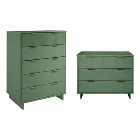 Manhattan Comfort Granville Sage Green 2pc Tall Chest And Standard Dresser ...