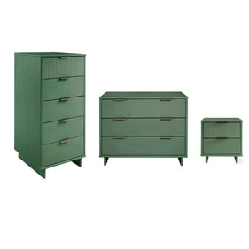 Manhattan Comfort Granville Sage Green 3pc Nightstand With Chests Set