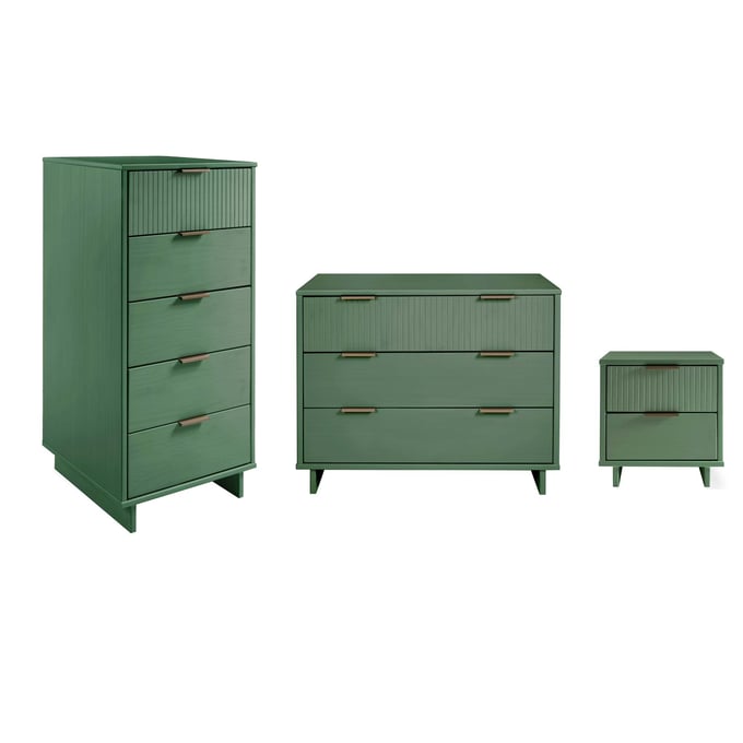 Manhattan Comfort Granville Sage Green 3pc Nightstand With Chests Set MHC-GRAN053