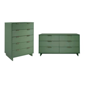 Manhattan Comfort Granville Sage Green 2pc Tall Chest and Double Dresser Se...