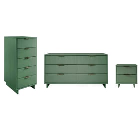 Manhattan Comfort Granville Sage Green 3pc Nightstand With Chest And Dresse...