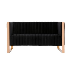 Manhattan Comfort Trillium Black Velvet 2 Seat Loveseat