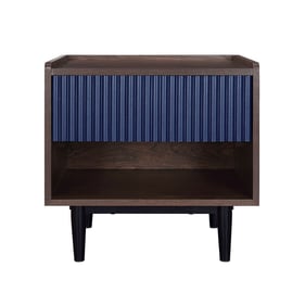 Manhattan Comfort Duane Navy Blue Ribbed Nightstand