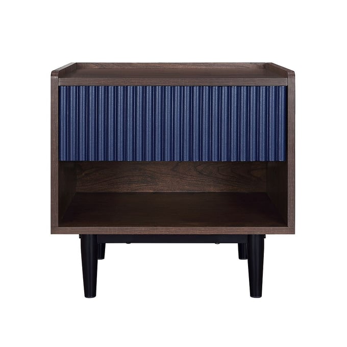 Manhattan Comfort Duane Navy Blue Ribbed Nightstand MHC-NS-10GLF-NB