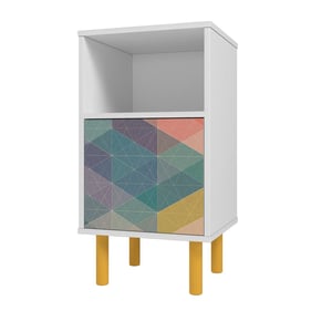 Manhattan Comfort Retro Red Yellow Blue Nightstand