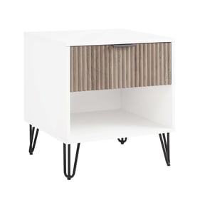 Manhattan Comfort DUMBO White and Rustic Grey 1.0 Nightstand with 1 Drawer