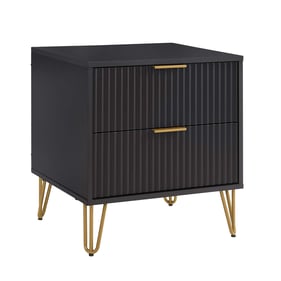 Manhattan Comfort DUMBO Black 2.0 Nightstand with 2 Drawer