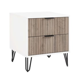 Manhattan Comfort DUMBO White and Rustic Grey 2.0 Nightstand with 2 Drawer