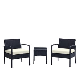 Manhattan Comfort Noli Black Cream 3pc Patio Conversation Set