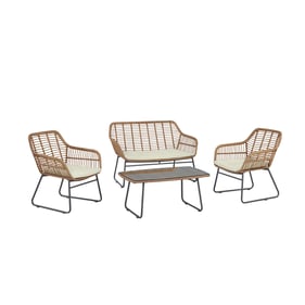 Manhattan Comfort Antibes 2.0 Tan Cream 4pc Patio Conversation Set