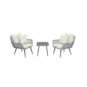 Manhattan Comfort Cannes Grey Cream 3pc Patio Conversation Set