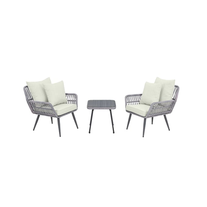 Manhattan Comfort Cannes Grey Cream 3pc Patio Conversation Set MHC-OD-CV012-CR