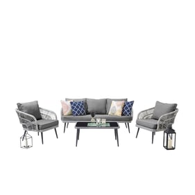 Manhattan Comfort Riviera Grey 5 Seater 4pc Patio Conversation Set