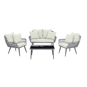 Manhattan Comfort Portofino Grey Cream 4pc Patio Conversation Set