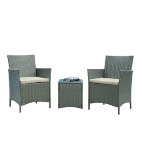 Manhattan Comfort Imperia Grey Cream 3pc Patio Conversation Set