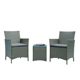 Manhattan Comfort Imperia Grey 3pc Patio Conversation Set