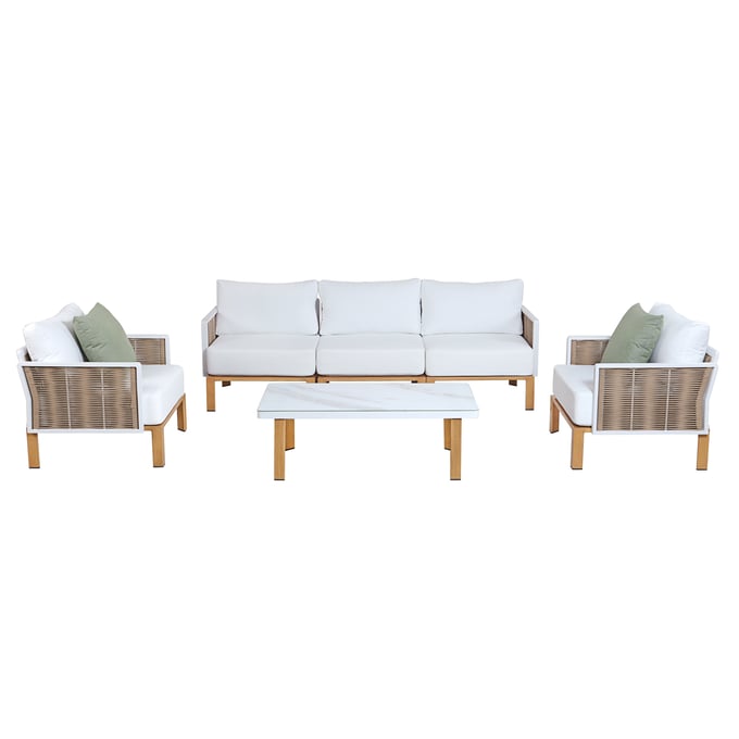 Manhattan Comfort Vine Cream 4pc Patio Conversation Set MHC-OD-CV029-CR