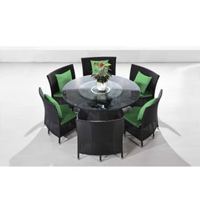 Manhattan Comfort Nightingdale Green Black 7pc Outdoor Dining Set