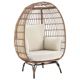 Manhattan Comfort Spezia Tan Cream Freestanding Outdoor Egg Chair