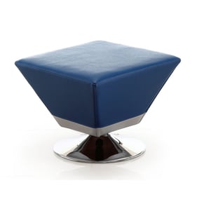 Manhattan Comfort Diamond Blue Swivel Ottoman