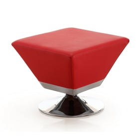 Manhattan Comfort Diamond Red Swivel Ottoman