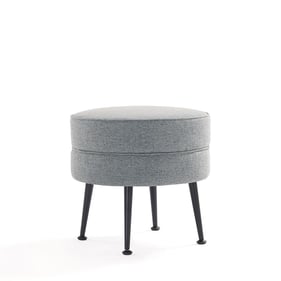 Manhattan Comfort Bailey Grey Upholstered Ottoman with Black Feet