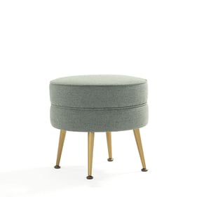 Manhattan Comfort Bailey Sage Green Upholstered Ottoman with Gold Feet