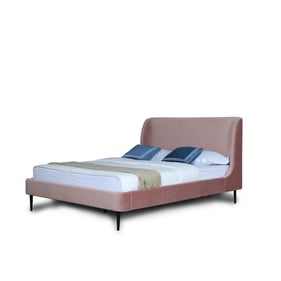 Manhattan Comfort Heather Blush Full Bed with Black Legs