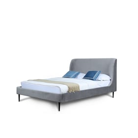 Manhattan Comfort Heather Grey Full Bed with Black Legs