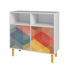 Manhattan Comfort Retro Red Yellow Blue Sideboard