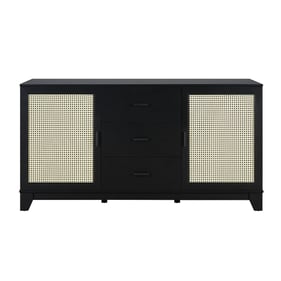 Manhattan Comfort Sheridan Black Cane 59.05 Inch Sideboard