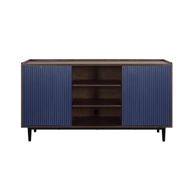 Manhattan Comfort Duane Navy Blue Inch 59.05 Ribbed Sideboard MHC-SB-9GLF-NB