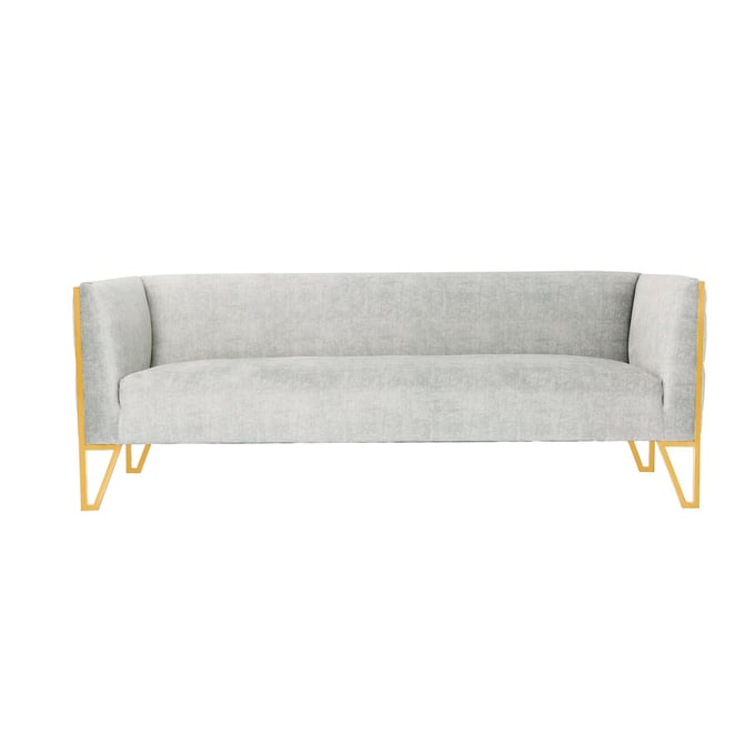 Manhattan Comfort Vector Grey Velvet 3 Seat Sofa MHC-SF008-GY