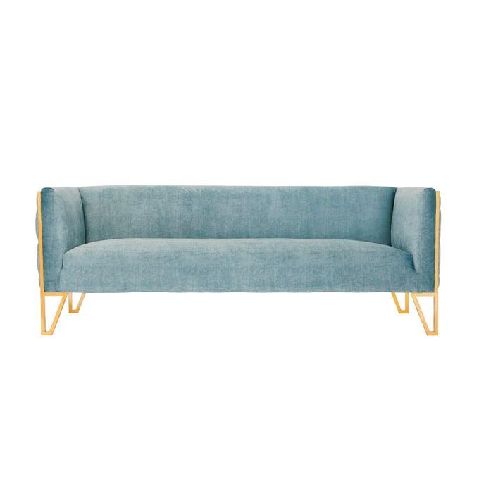 Manhattan Comfort Vector Ocean Blue Velvet 3 Seat Sofa MHC-SF008-OB