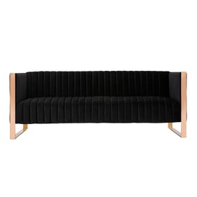 Manhattan Comfort Trillium Black Velvet 3 Seat Sofa