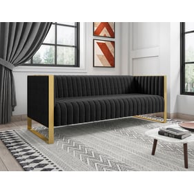 Manhattan Comfort Trillium Black Velvet 3 Seat Sofa