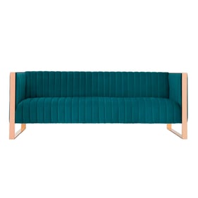 Manhattan Comfort Trillium Aqua Blue Velvet 3 Seat Sofa