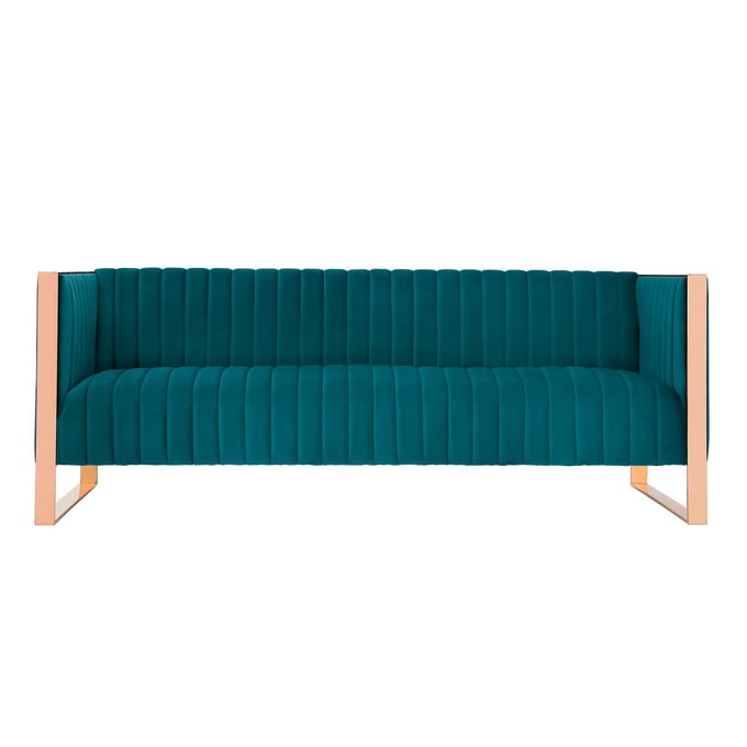 Manhattan Comfort Trillium Aqua Blue Velvet 3 Seat Sofa MHC-SF009-TL