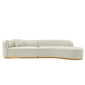 Manhattan Comfort Daria Ivory Sofa Sectional with Pillows