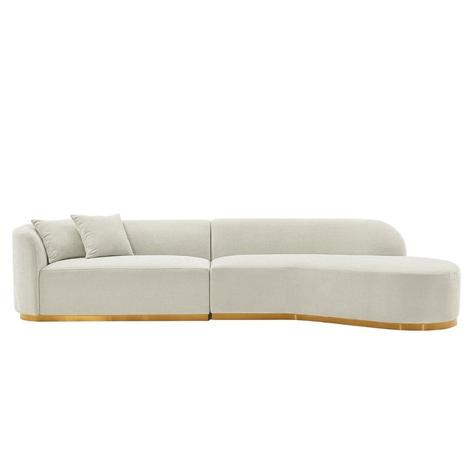 Manhattan Comfort Daria Ivory Sofa Sectional with Pillows MHC-SF012-IV